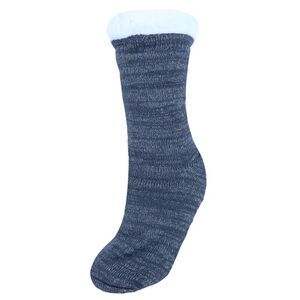 CTM Women's Solid Sparkly Plush Sherpa Lined Slipper Socks